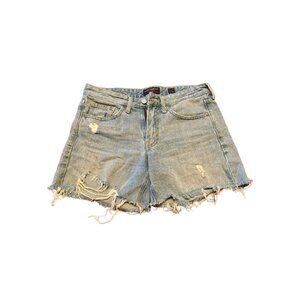 LUCKY BRAND Women's Light Wash Mid-rise Relaxed Distressed Boyfriend Shorts 2/26